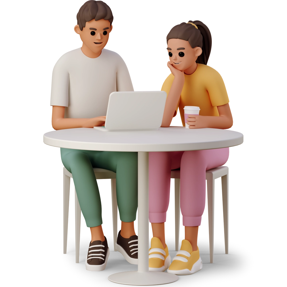 Homme et femme avec ordinateur