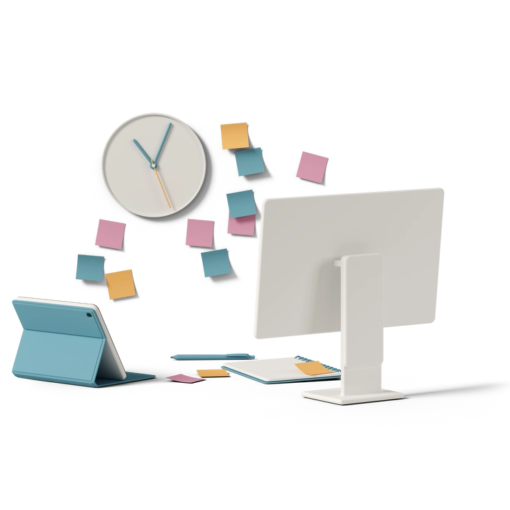 Ordinateur et post-it